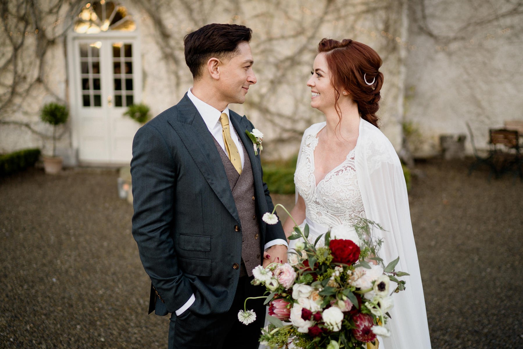 Cloughjordan House Winter Wedding couple portrait